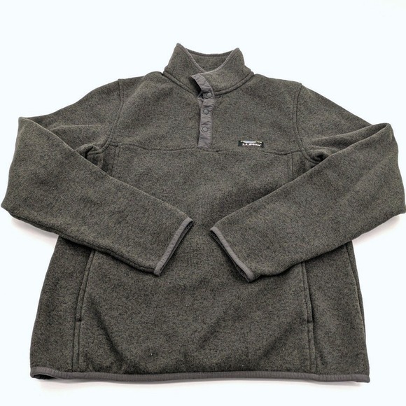 L.L. Bean Other - LL Bean Mens Small Sweater Fleece Pullover Gray Snap Button Mock Neck‎ Jacket